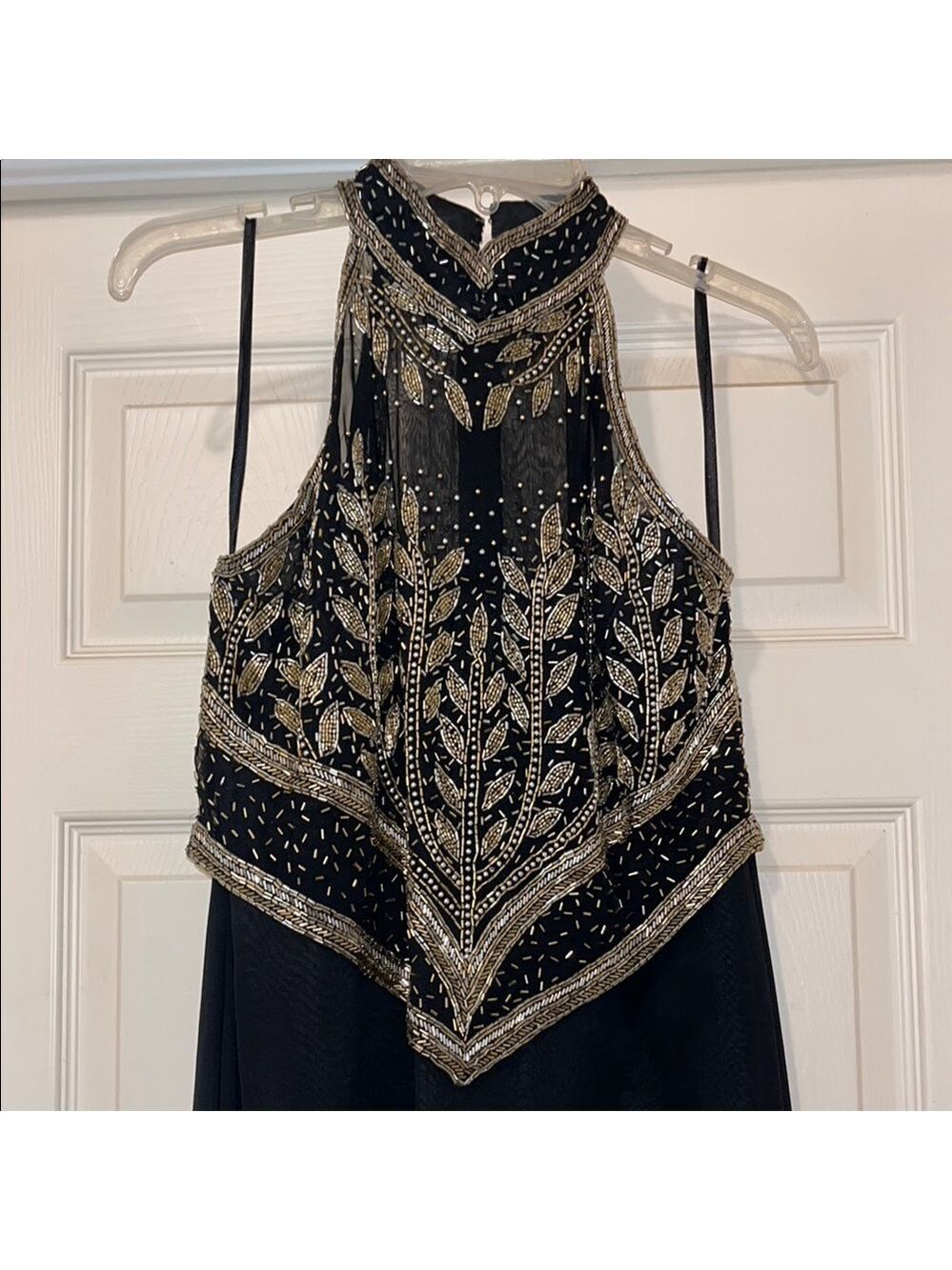 Vintage Black and Gold Beaded Long Formal Dress by Scala - Picture 2 of 13